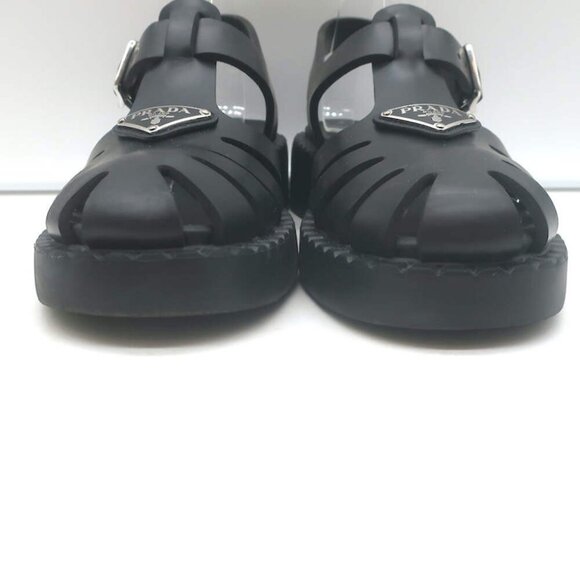 Prada Soft Cage Rubber Fisherman Sandals Black Size 35 - Picture 7 of 16